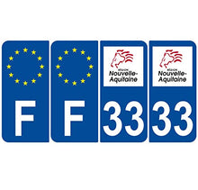 Supstick 4 Stickers Autocollants Plaques Immatriculation Auto Dept 33 Nouvelle Aquitaine Bleu Foncé Angles Arrondis