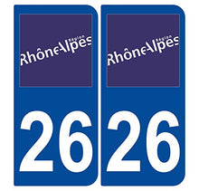 Supstick 2 Stickers Autocollants Plaques Immatriculation Auto Dept 26 Rhône Alpes Bleu Foncé Angles Arrondis