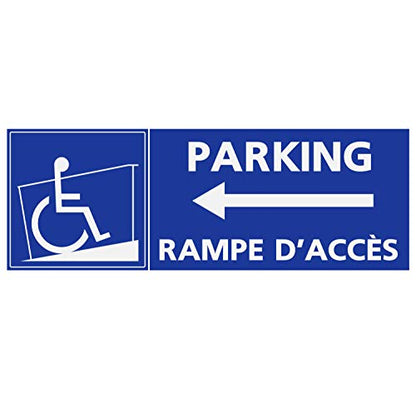 Panneau Rigide Handicapé - Personne à mobilité réduite Rampe d’accès Parking flèche Gauche 24x8cm épaisseur 3mm