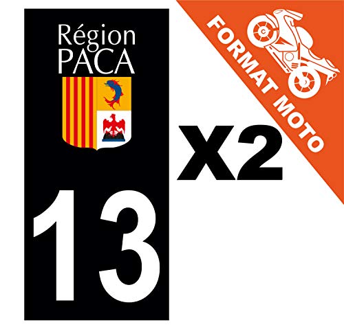 Supstick 2 Stickers Autocollants Plaques Immatriculation Moto Dept 13 Paca Noir Angles Carrés