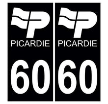 Supstick 2 Stickers Autocollants Plaques Immatriculation Auto Dept 60 Picardie Noir Angles Carrés