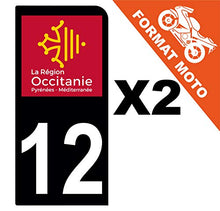 Supstick 2 Stickers Autocollants Plaques Immatriculation Moto Dept 12 Occitanie Noir 1 Angle Arrondi