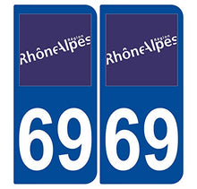Supstick 2 Stickers Autocollants Plaques Immatriculation Auto Dept 69 Rhône Alpes Bleu Foncé Angles Arrondis
