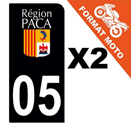 Supstick 2 Stickers Autocollants Plaques Immatriculation Moto Dept 05 Paca Noir 1 Angle Arrondi