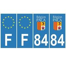 Supstick 4 Stickers Autocollants Plaques Immatriculation Auto Dept 84 Paca Bleu Clair Angles Carrés