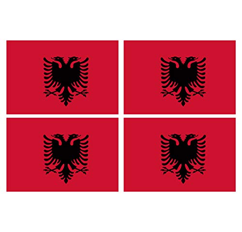 Supstick Lot de 4 Autocollants Stickers Drapeau de Pays Nation Albanie Format 12x8cm