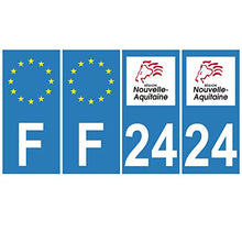 Supstick 4 Stickers Autocollants Plaques Immatriculation Auto Dept 24 Nouvelle Aquitaine Bleu Clair Angles Carrés