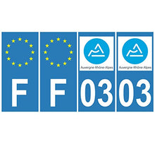 Supstick 4 Stickers Autocollants Plaques Immatriculation Auto Dept 03 Auvergne Rhône Alpes Bleu Clair Angles Carrés