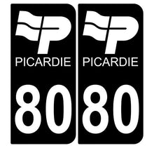 Supstick 2 Stickers Autocollants Plaques Immatriculation Auto Dept 80 Picardie Noir Angles Arrondis