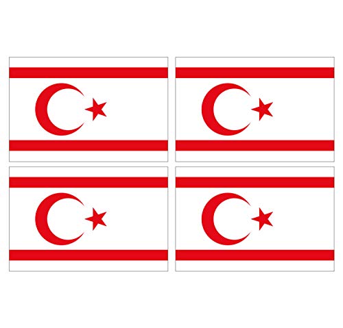 Supstick Lot de 4 Autocollants Stickers Drapeau de Pays Nation Chypre du Nord Format 6x4cm