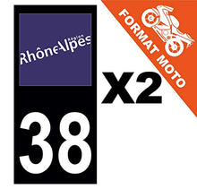 Supstick 2 Stickers Autocollants Plaques Immatriculation Moto Dept 38 Rhône Alpes Noir Angles Carrés