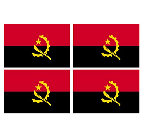 Supstick Lot de 4 Autocollants Stickers Drapeau de Pays Nation Angola Format 12x8cm