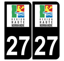 Supstick 2 Stickers Autocollants Plaques Immatriculation Auto Dept 27 Haute Normandie Noir Angles Arrondis
