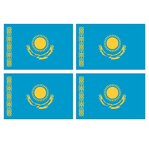 Supstick Lot de 4 Autocollants Stickers Drapeau de Pays Nation Kazakhstan Format 6x4cm