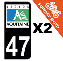 Supstick 2 Stickers Autocollants Plaques Immatriculation Moto Dept 47 Aquitaine Noir 2 Angles Arrondis