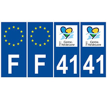 Supstick 4 Stickers Autocollants Plaques Immatriculation Auto Dept 41 Centre Val de Loire Bleu Foncé Angles Carrés