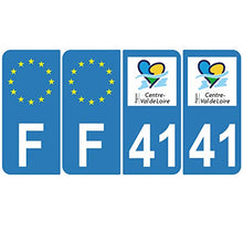 Supstick 4 Stickers Autocollants Plaques Immatriculation Auto Dept 41 Centre Val de Loire Bleu Clair Angles Arrondis