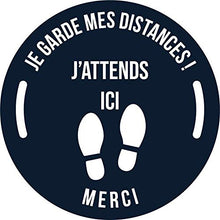 Lot de 5 Autocollant stickers signalétique stop covid sol antidérapant - respect des distances - format 30x30cm couleur noir