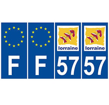 Supstick 4 Stickers Autocollants Plaques Immatriculation Auto Dept 57 Lorraine Bleu Foncé Angles Carrés