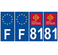 Supstick 4 Stickers Autocollants Plaques Immatriculation Auto Dept 81 Occitanie Bleu Foncé Angles Carrés