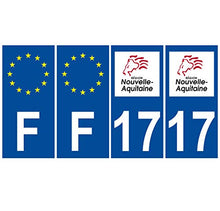 Supstick 4 Stickers Autocollants Plaques Immatriculation Auto Dept 17 Nouvelle Aquitaine Bleu Foncé Angles Carrés