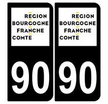 Supstick 2 Stickers Autocollants Plaques Immatriculation Auto Dept 90 Bourgogne Franche Comté Noir Angles Arrondis