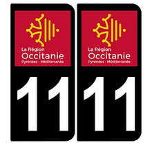 Supstick 2 Stickers Autocollants Plaques Immatriculation Auto Dept 11 Occitanie Noir Angles Arrondis