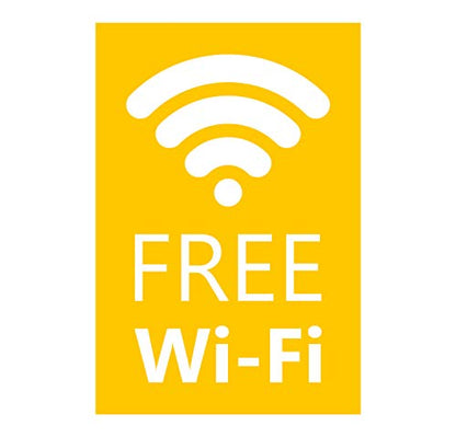 Panneau Rigide Format 12x17,5cm Free WiFi pour Magasin et Restauration de Couleur Jaune épaisseur 3mm