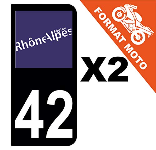 Supstick 2 Stickers Autocollants Plaques Immatriculation Moto Dept 42 Rhône Alpes Noir 2 Angles Arrondis