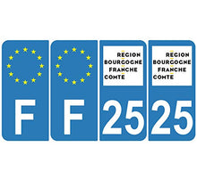 Supstick 4 Stickers Autocollants Plaques Immatriculation Auto Dept 25 Bourgogne Franche Comté Bleu Clair Angles Arrondis
