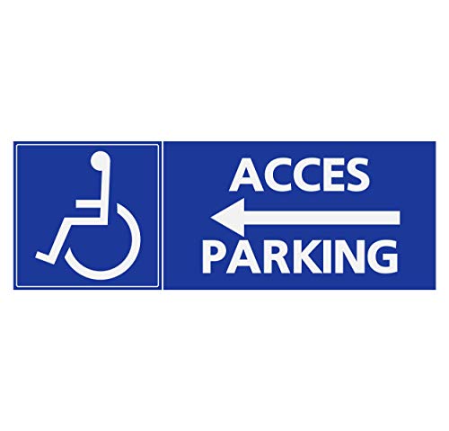 Supstick Autocollants Stickers Handicapé - Personne à mobilité réduite accès Parking flèche de Gauche 24x8cm