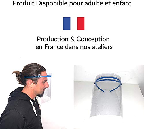 VISIÈRE DE Protection Transparente Adulte Anti POSTILLONS Anti GOUTTELETTES + 4 PVC Transparents SUPPLEMENTAIRES