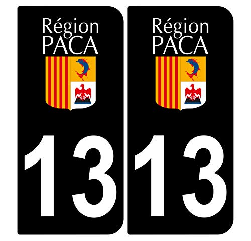 Supstick 2 Stickers Autocollants Plaques Immatriculation Auto Dept 13 Paca Noir Angles Arrondis
