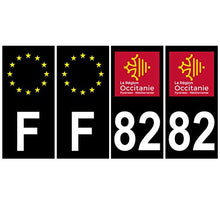 Supstick 4 Stickers Autocollants Plaques Immatriculation Auto Dept 82 Occitanie Noir Angles Carrés