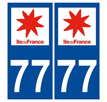Supstick 2 Stickers Autocollants Plaques Immatriculation Auto Dept 77 Ile de France Bleu Foncé Angles Carrés