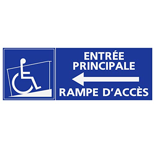 Supstick Autocollants Stickers Handicapé - Personne à mobilité réduite Rampe d’accès entrée Principale flèche Gauche 12x4cm