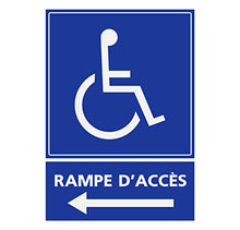 Panneau Rigide Handicapé - Personne à mobilité réduite Rampe d’accès flèche à Gauche 15x20cm épaisseur 3mm