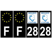 Supstick 4 Stickers Autocollants Plaques Immatriculation Auto Dept 28 Centre Noir Angles Carrés