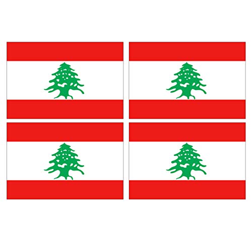 Supstick Lot de 4 Autocollants Stickers Drapeau de Pays Nation Liban Format 6x4cm