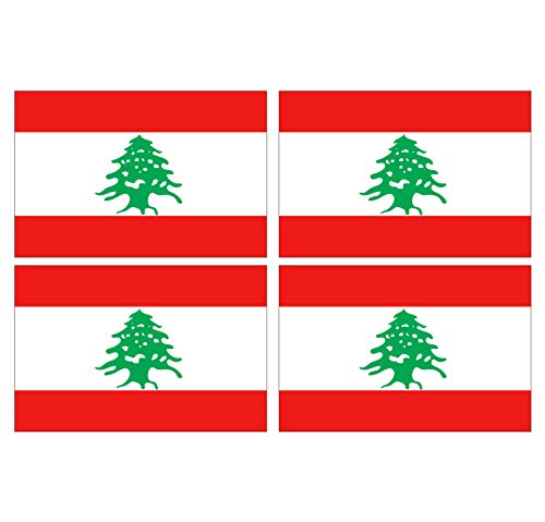 Supstick Lot de 4 Autocollants Stickers Drapeau de Pays Nation Liban Format 12x8cm