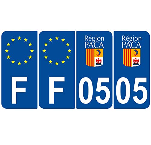 Supstick 4 Stickers Autocollants Plaques Immatriculation Auto Dept 05 Paca Bleu Foncé Angles Arrondis