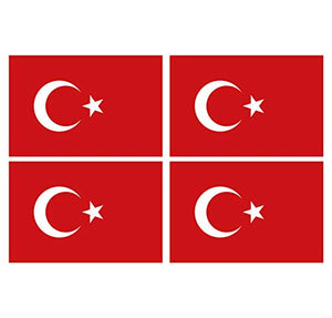 Supstick Lot de 4 Autocollants Stickers Drapeau de Pays Nation Turquie Format 6x4cm