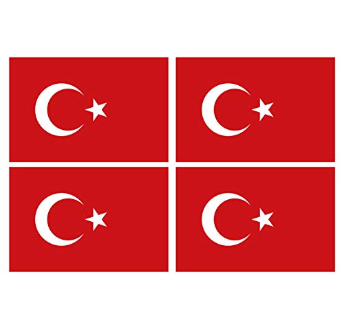 Supstick Lot de 4 Autocollants Stickers Drapeau de Pays Nation Turquie Format 6x4cm