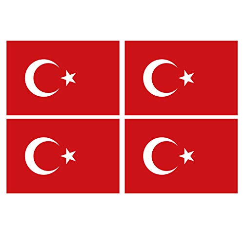 Supstick Lot de 4 Autocollants Stickers Drapeau de Pays Nation Turquie Format 12x8cm
