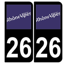 Supstick 2 Stickers Autocollants Plaques Immatriculation Auto Dept 26 Rhône Alpes Noir Angles Arrondis