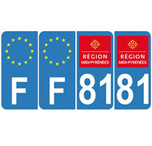 Supstick 4 Stickers Autocollants Plaques Immatriculation Auto Dept 81 Midi Pyrénées Bleu Clair Angles Arrondis