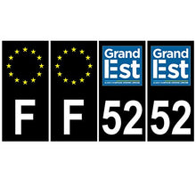 Supstick 4 Stickers Autocollants Plaques Immatriculation Auto Dept 52 Grand Est Noir Angles Carrés