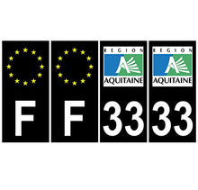 Supstick 4 Stickers Autocollants Plaques Immatriculation Auto Dept 33 Aquitaine Noir Angles Carrés