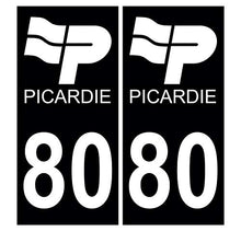Supstick 2 Stickers Autocollants Plaques Immatriculation Auto Dept 80 Picardie Noir Angles Carrés