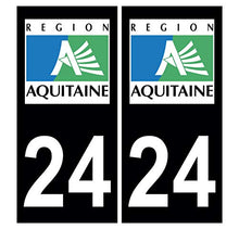 Supstick 2 Stickers Autocollants Plaques Immatriculation Auto Dept 24 Aquitaine Noir Angles Carrés